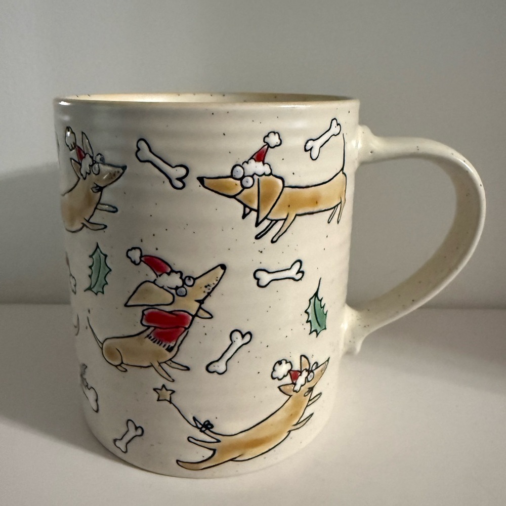 Festive Dog Mug & Santa Hats Spectrum DesignZ Ceramic Coffee Cup 4 Inches
Tall